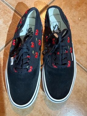 Vans Black Sneakers with Red Cherry Embroidery